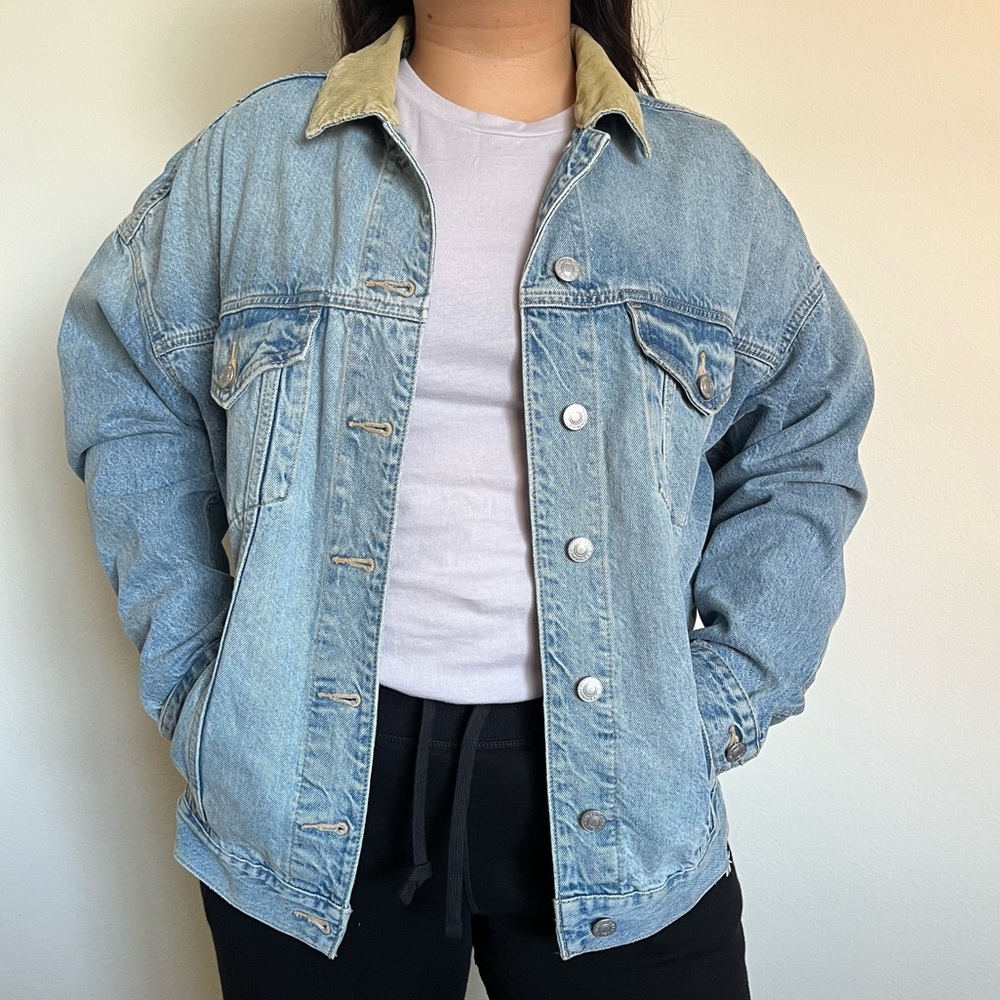 American Eagle Denim Jacket with Corduroy Collar